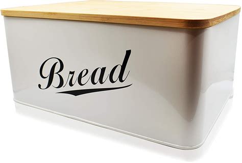 country bread box metal|RoyalHouse Modern Metal Bread Box with Bamboo .